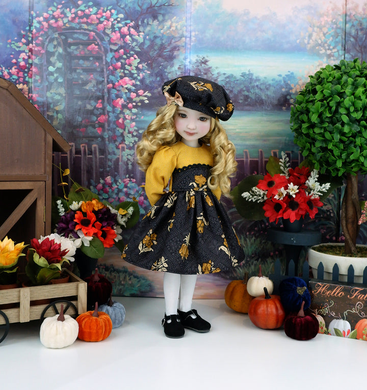 Goldenrod Blooms - dress with shoes for Ruby Red Fashion Friends doll