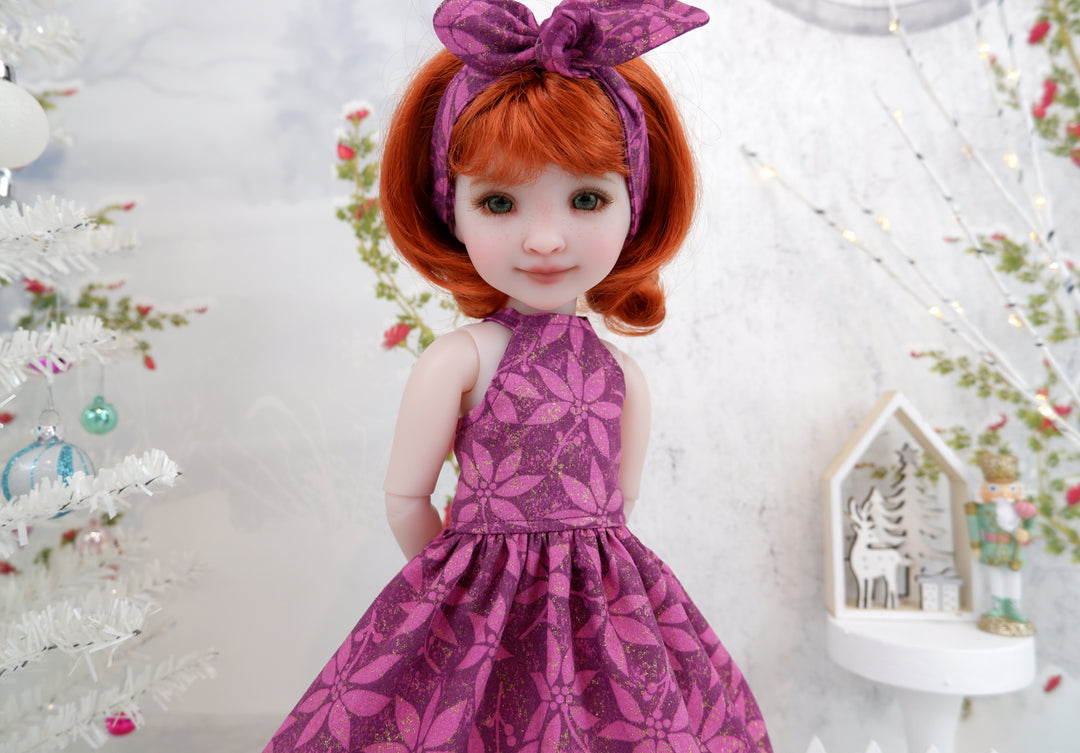 Grand Poinsettia - dress and shoes for Ruby Red Fashion Friends doll