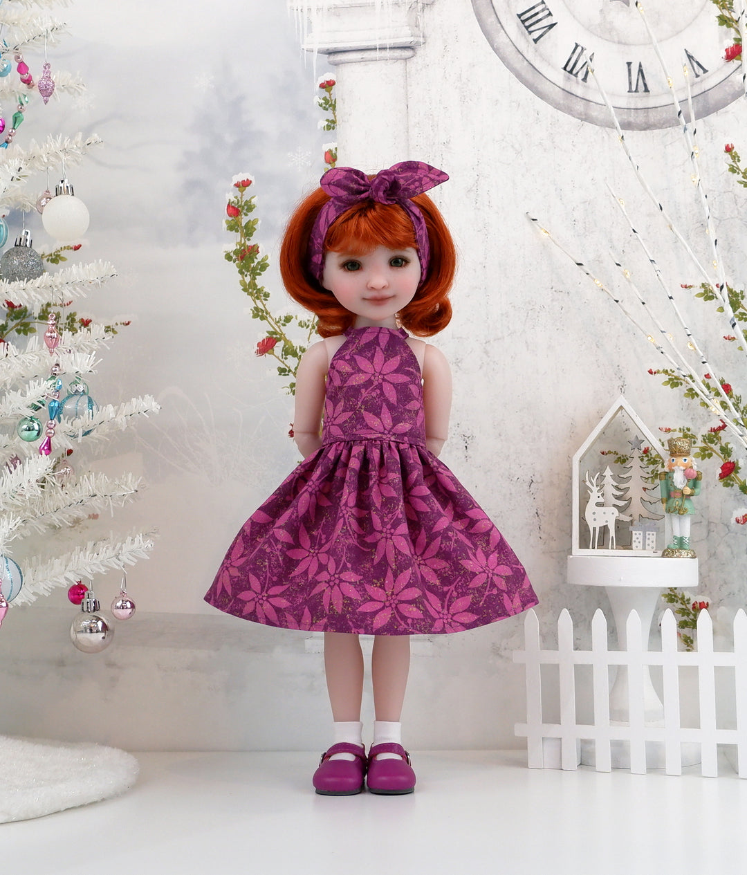Grand Poinsettia - dress and shoes for Ruby Red Fashion Friends doll