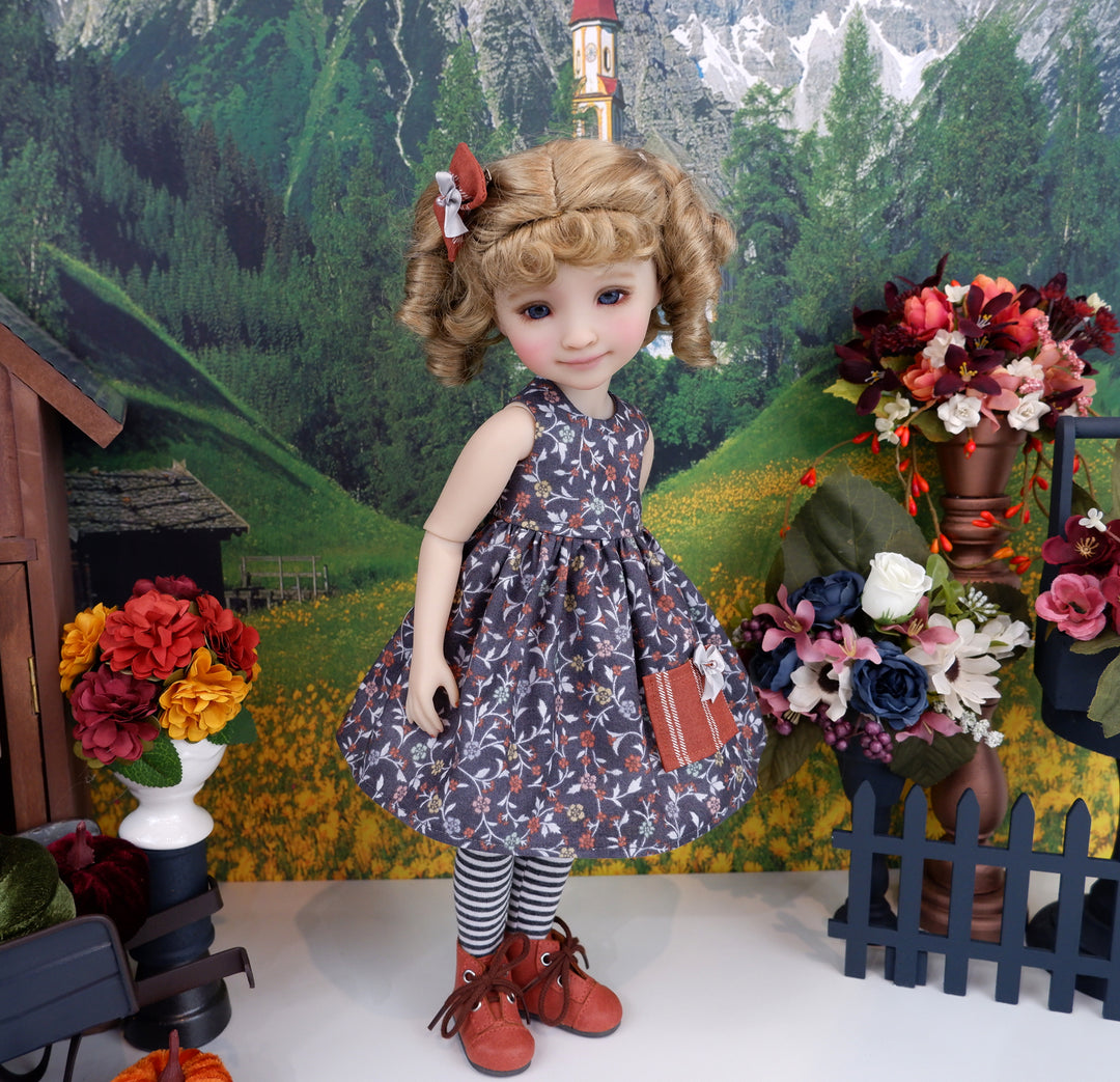 Greys of Fall - dress with sweater & boots for Ruby Red Fashion Friends doll