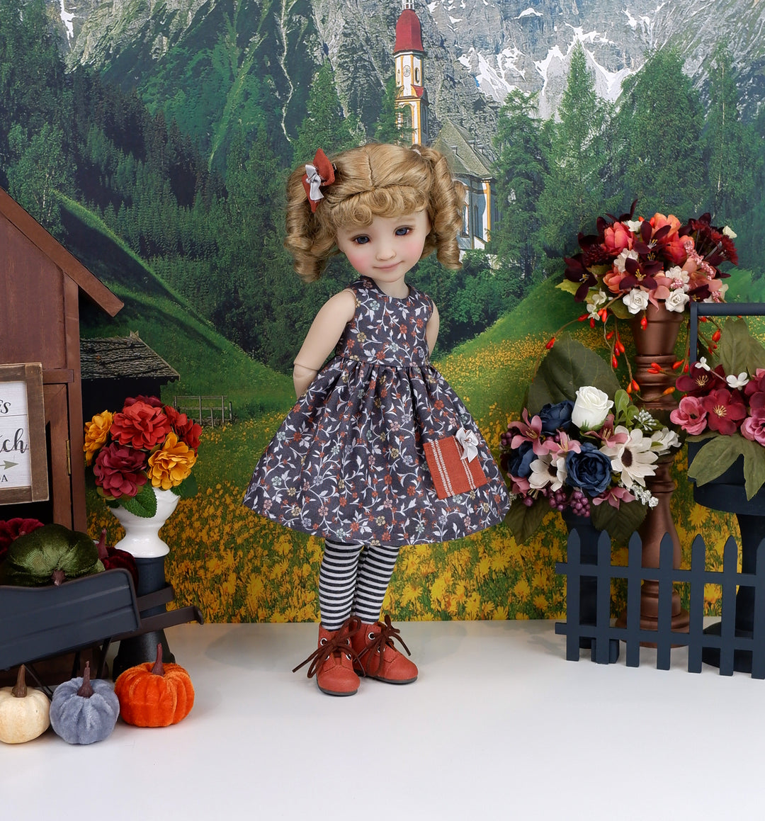 Greys of Fall - dress with sweater & boots for Ruby Red Fashion Friends doll