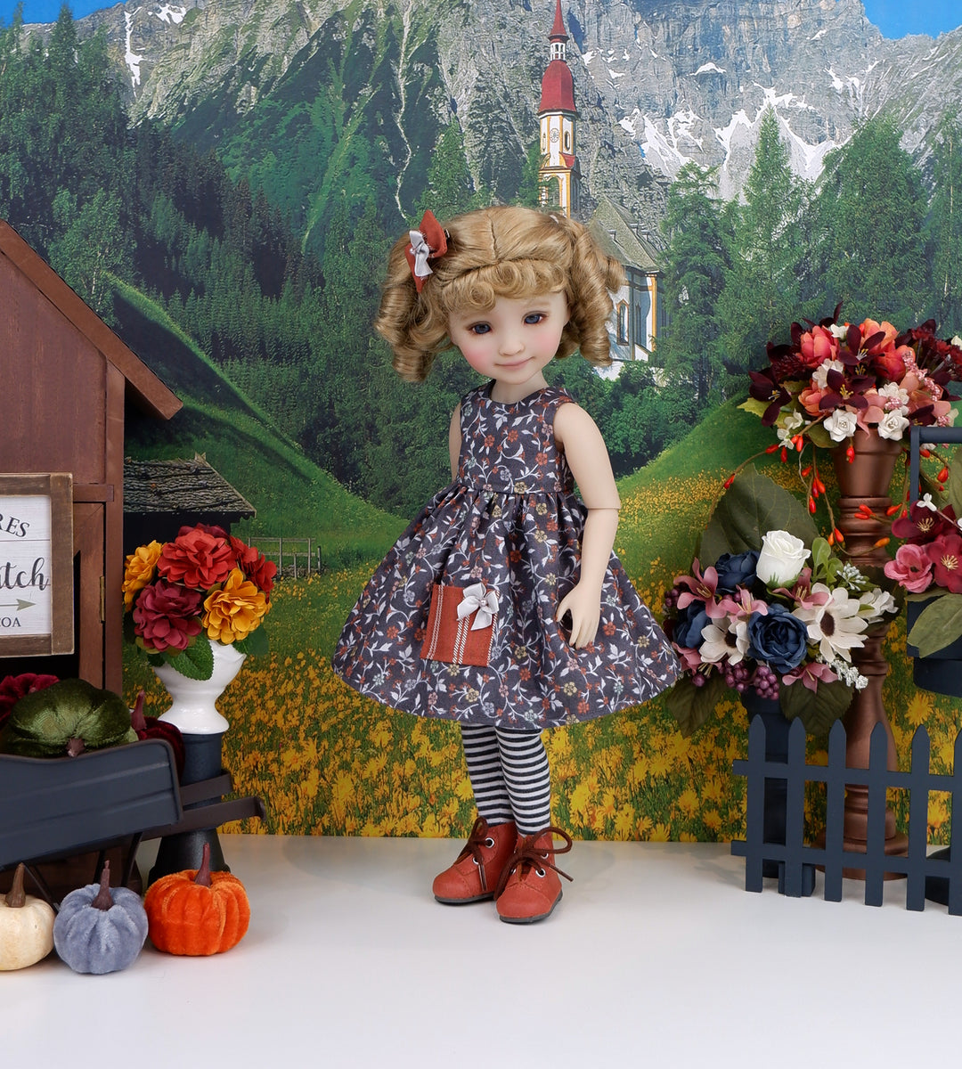 Greys of Fall - dress with sweater & boots for Ruby Red Fashion Friends doll