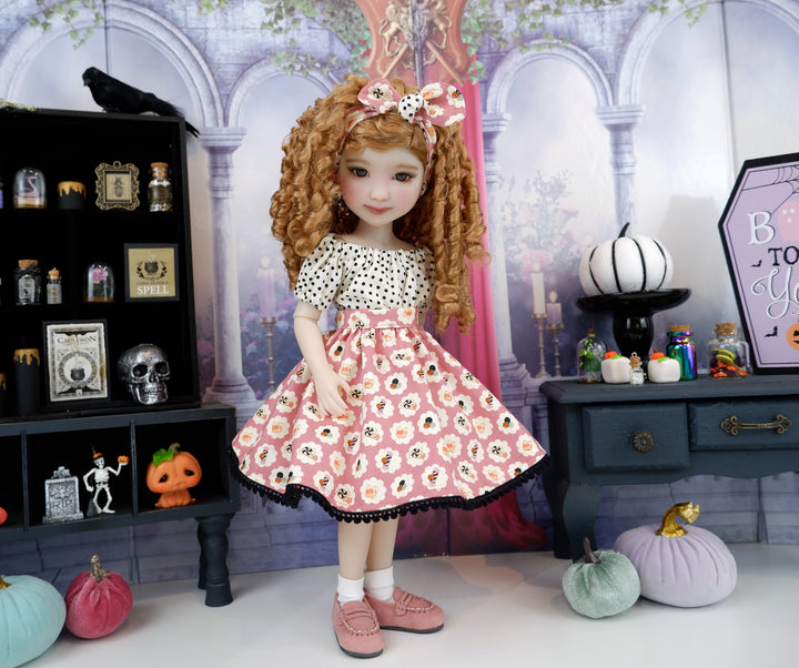 Halloween Confectionery - blouse & skirt with loafers for Ruby Red Fashion Friends doll