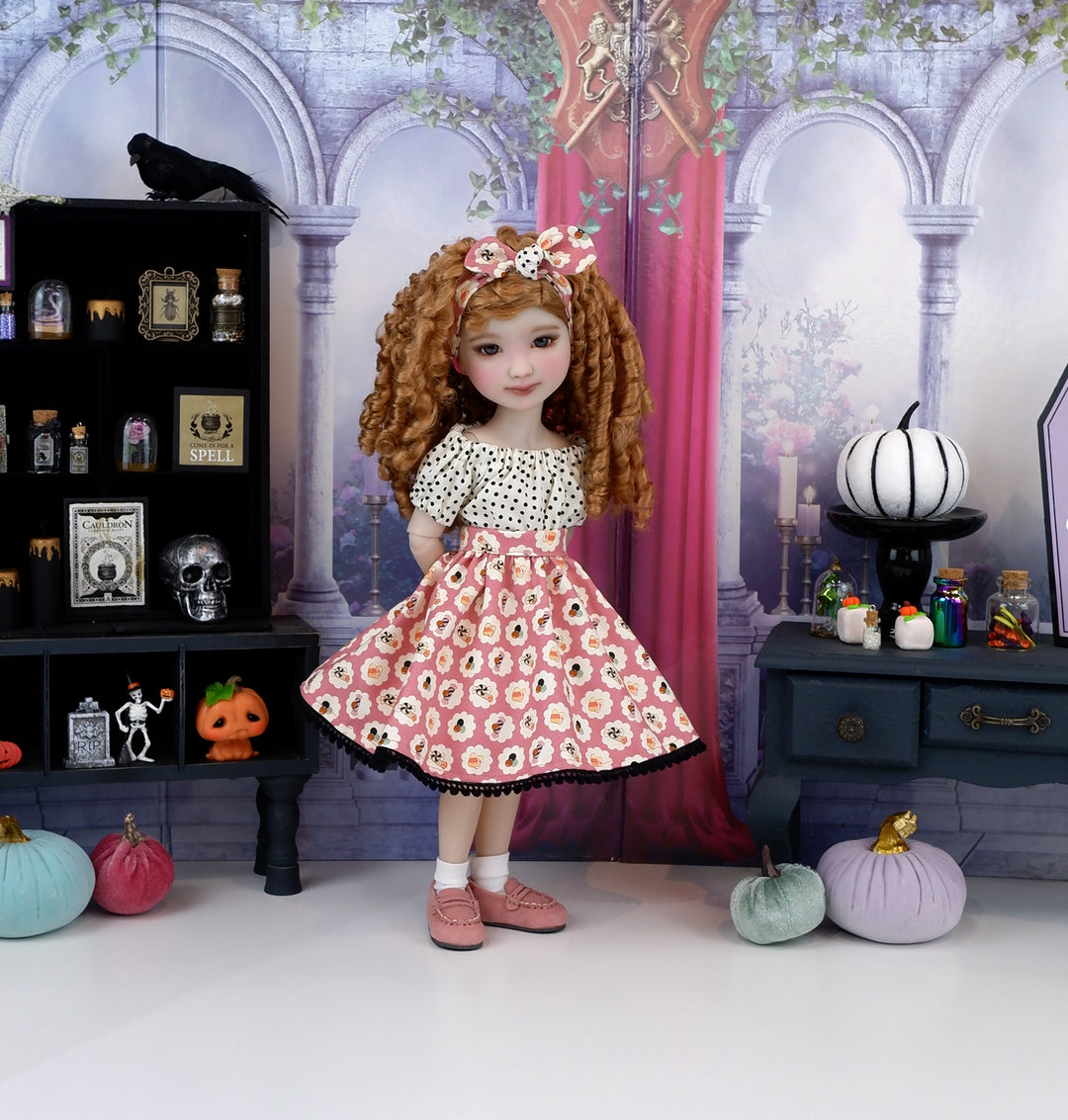 Halloween Confectionery - blouse & skirt with loafers for Ruby Red Fashion Friends doll