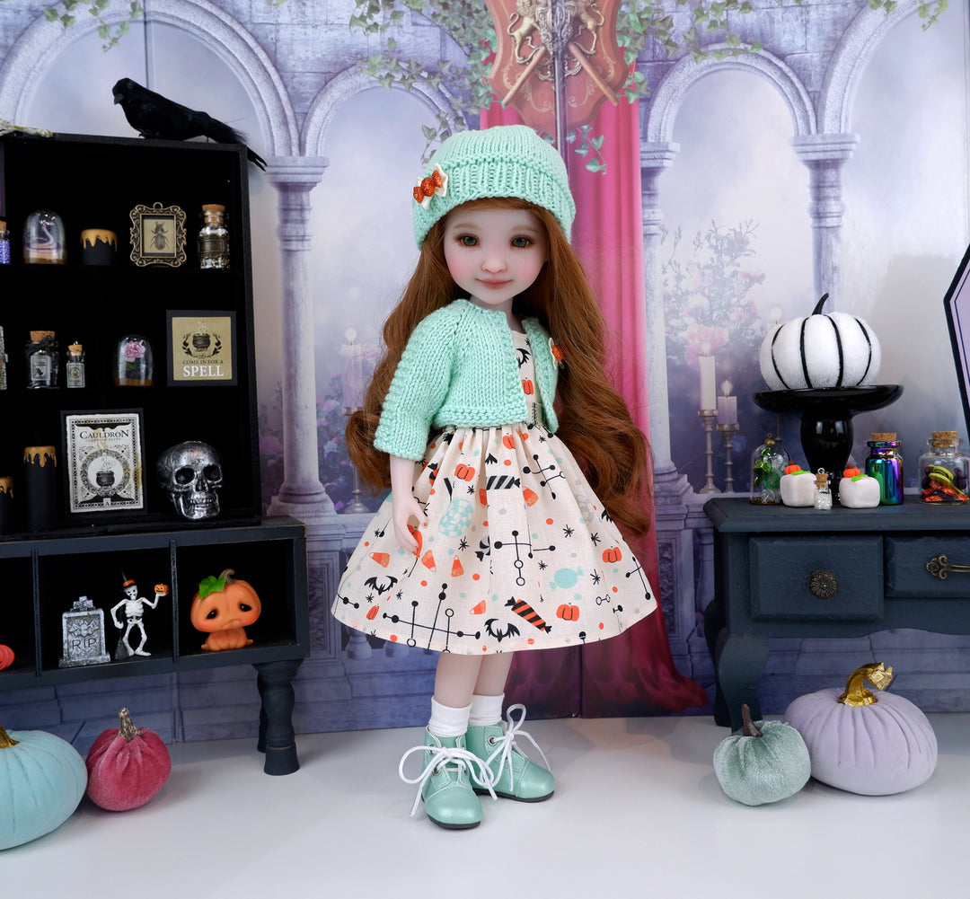 Halloween Sweets - dress & sweater set with boots for Ruby Red Fashion Friends doll