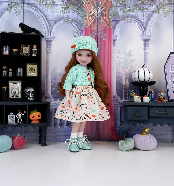 Halloween Sweets - dress & sweater set with boots for Ruby Red Fashion Friends doll