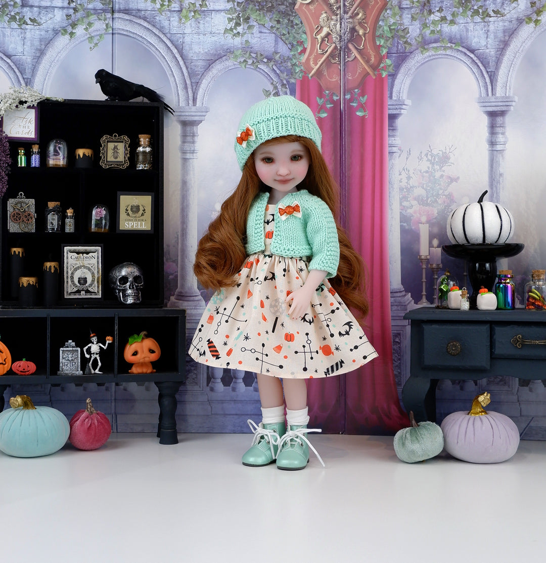 Halloween Sweets - dress & sweater set with boots for Ruby Red Fashion Friends doll