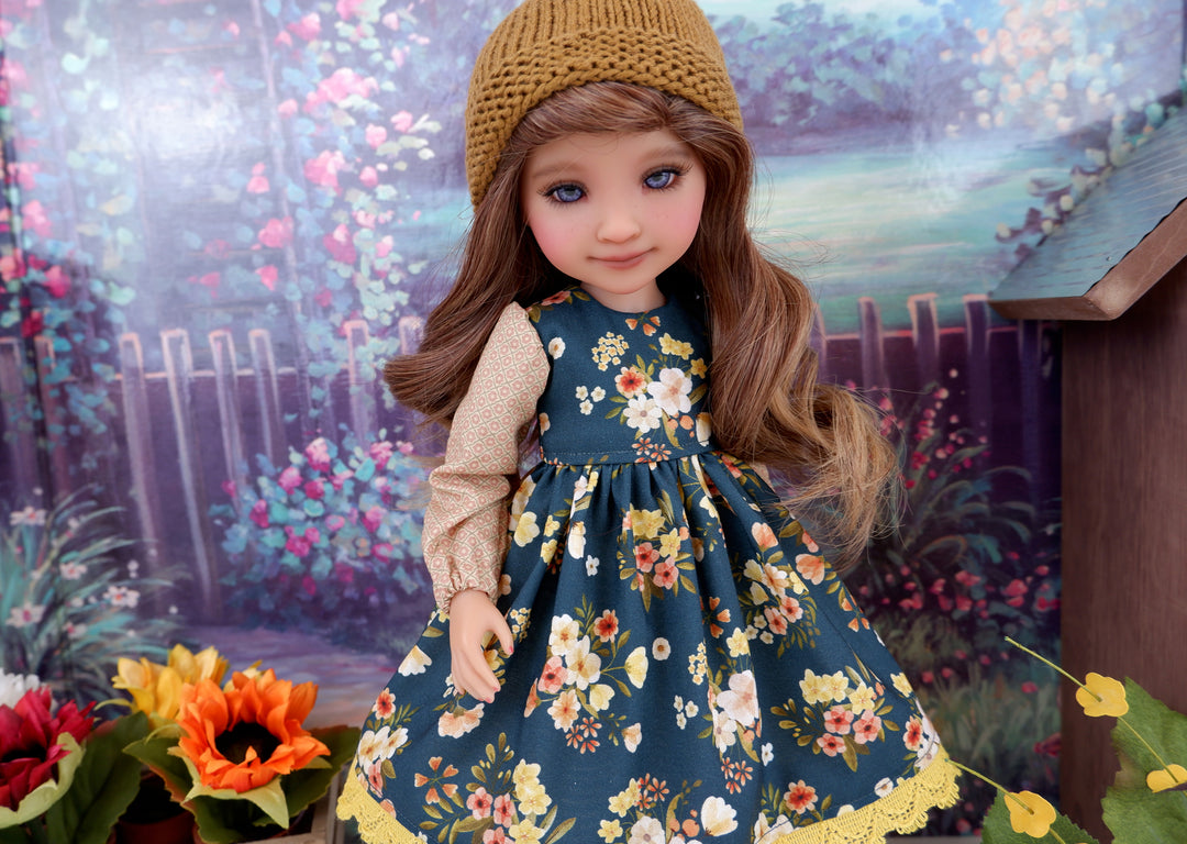 Harvest Blooms - dress ensemble with boots for Ruby Red Fashion Friends doll