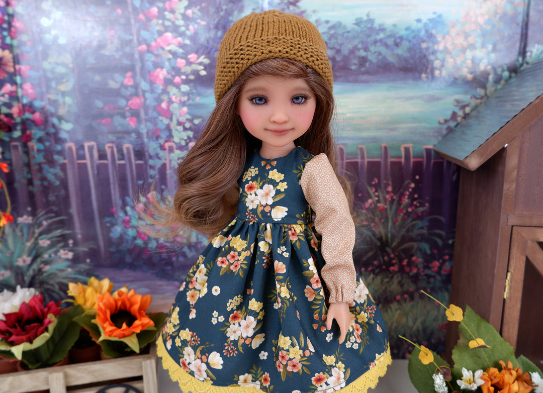 Harvest Blooms - dress ensemble with boots for Ruby Red Fashion Friends doll