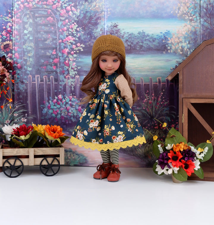 Harvest Blooms - dress ensemble with boots for Ruby Red Fashion Friends doll