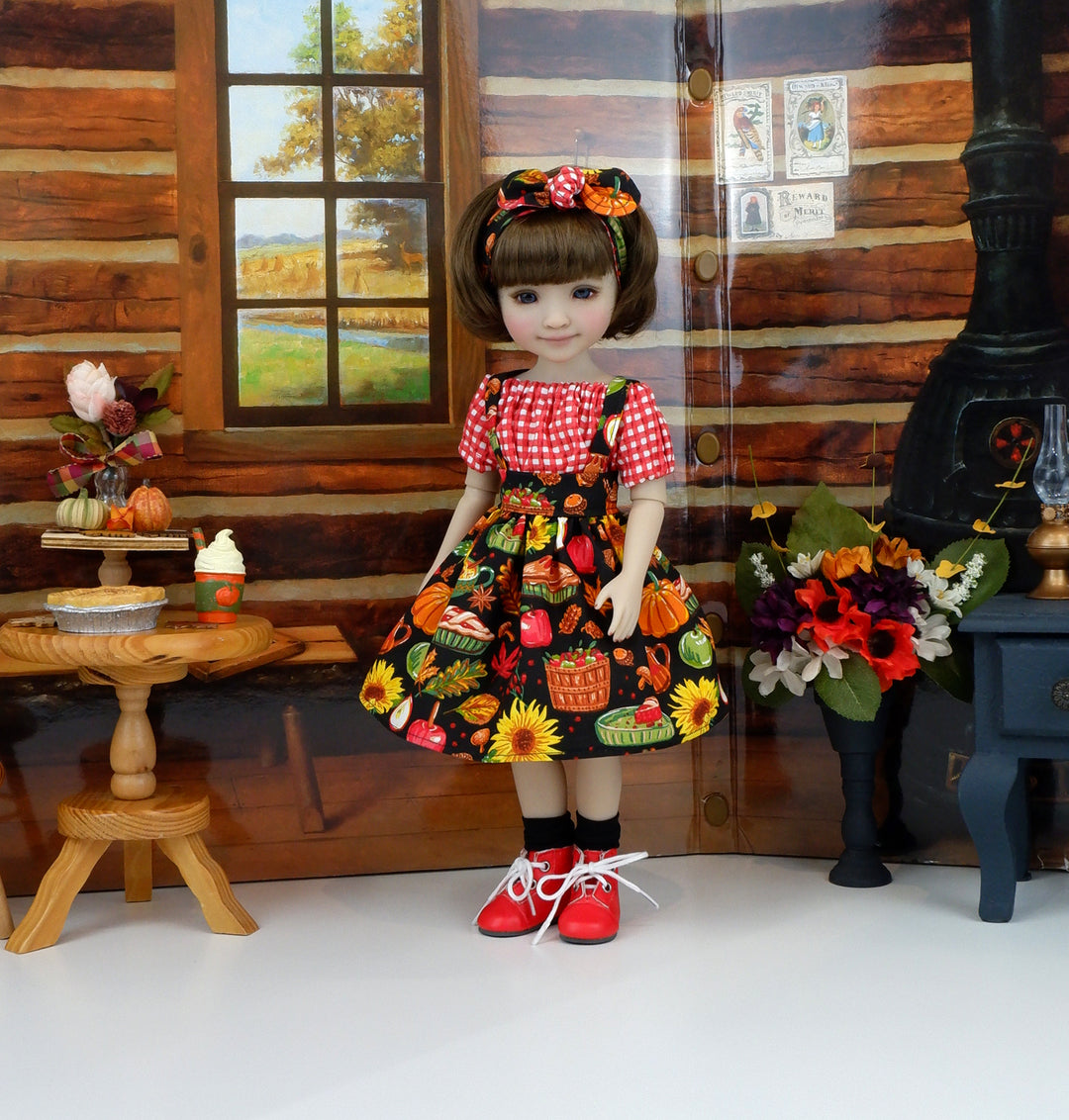 Harvest Foods - blouse & jumper with boots for Ruby Red Fashion Friends doll