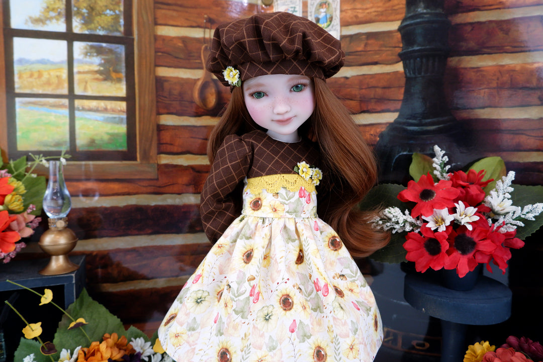 Harvest Sunflowers - dress and shoes for Ruby Red Fashion Friends doll