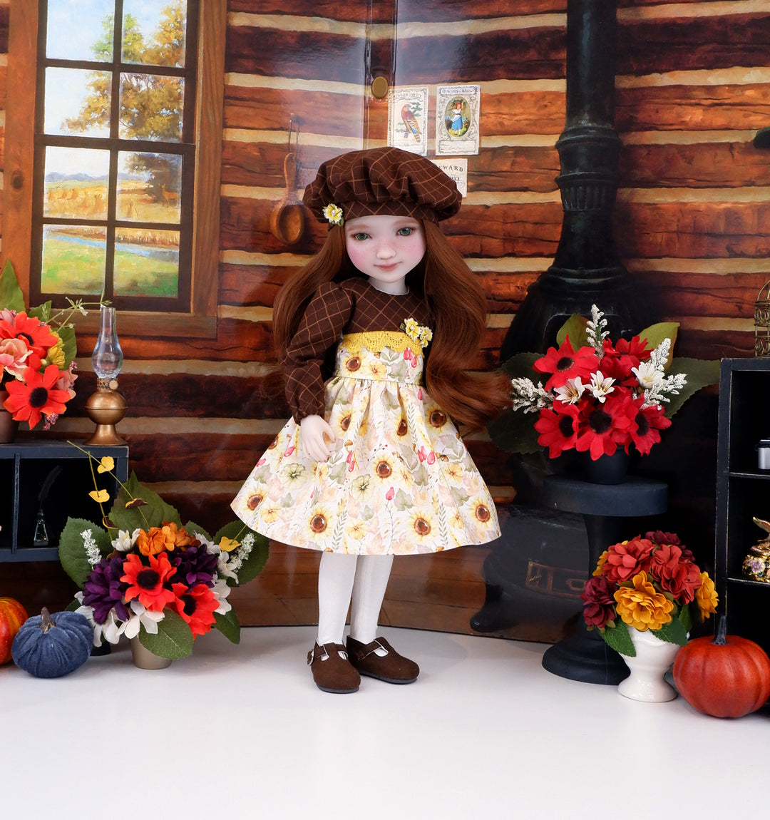 Harvest Sunflowers - dress and shoes for Ruby Red Fashion Friends doll