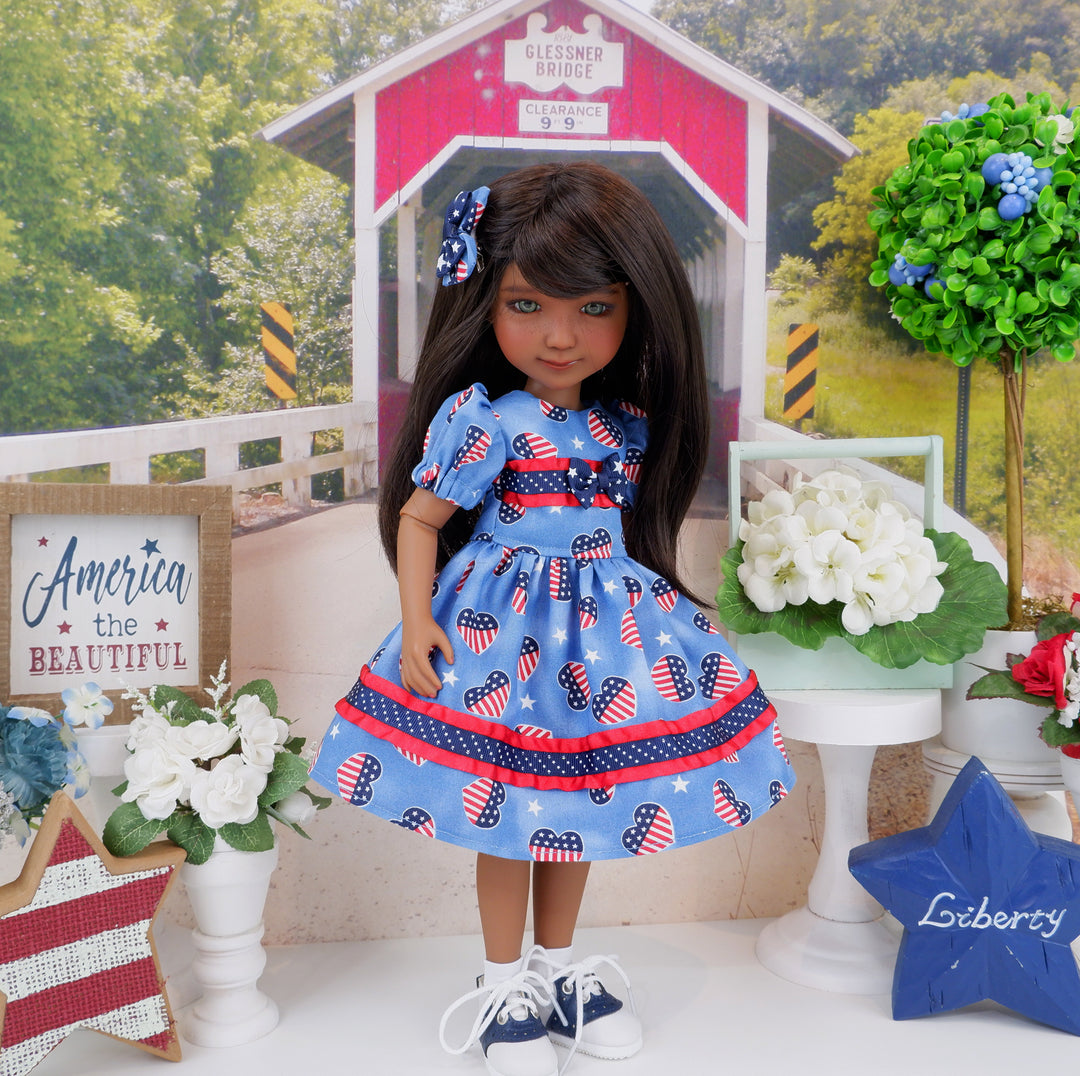 Heart of America - dress with saddle shoes for Ruby Red Fashion Friend Cottontail Doll Designs Heart of America - dress with saddle shoes for Ruby Red Fashion Friend Cottontail Doll Designs