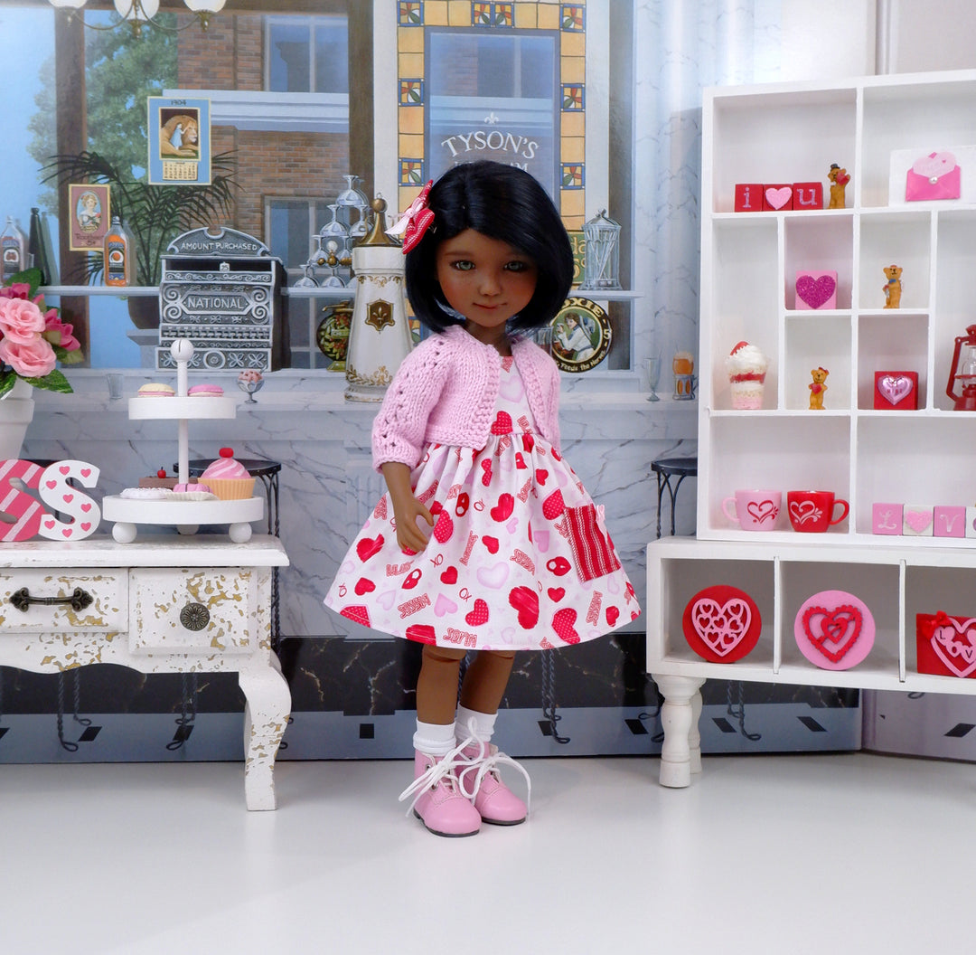 Hearts & Kisses - dress with sweater & boots for Ruby Red Fashion Frie Cottontail Doll Designs Hearts & Kisses - dress with sweater & boots for Ruby Red Fashion Frie Cottontail Doll Designs