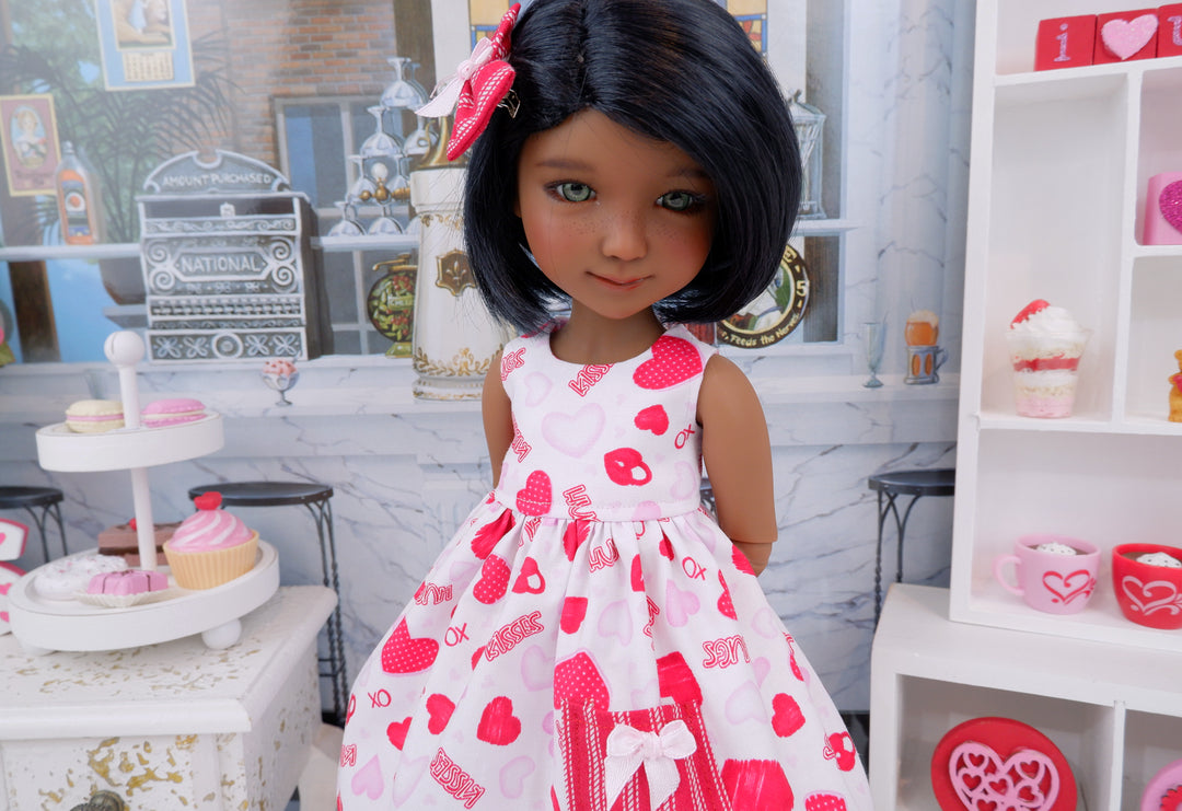 Hearts & Kisses - dress with sweater & boots for Ruby Red Fashion Friends doll