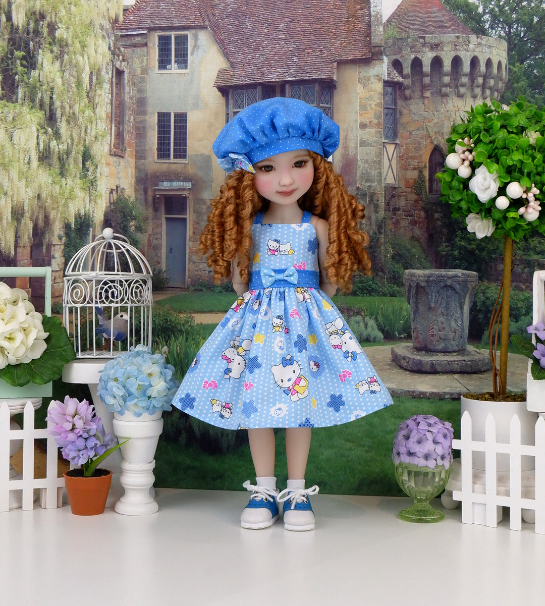 Hello Kitty Blue - dress with saddle shoes for Ruby Red Fashion Friend Cottontail Doll Designs Hello Kitty Blue - dress with saddle shoes for Ruby Red Fashion Friend Cottontail Doll Designs