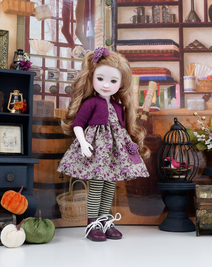 Heritage Violets - dress, sweater &amp; boots for Ruby Red Fashion Friends doll
