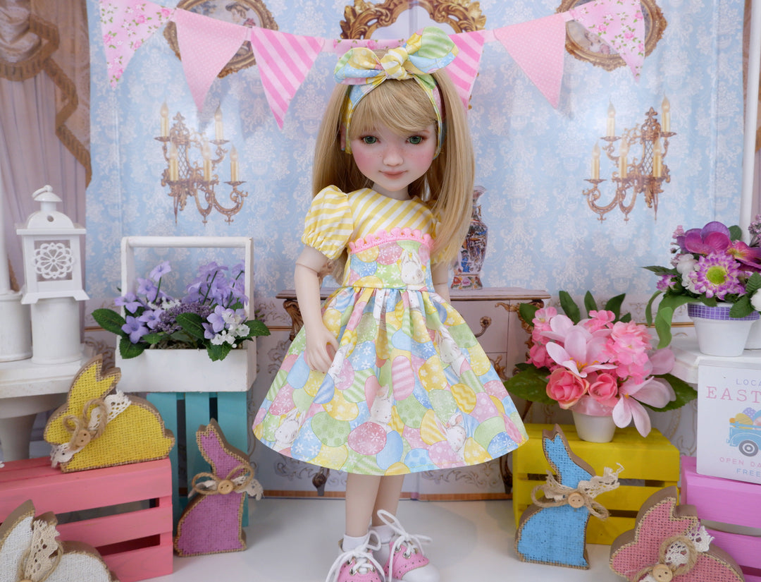Hide & Seek Bunny - dress and saddle shoes for Ruby Red Fashion Friends doll