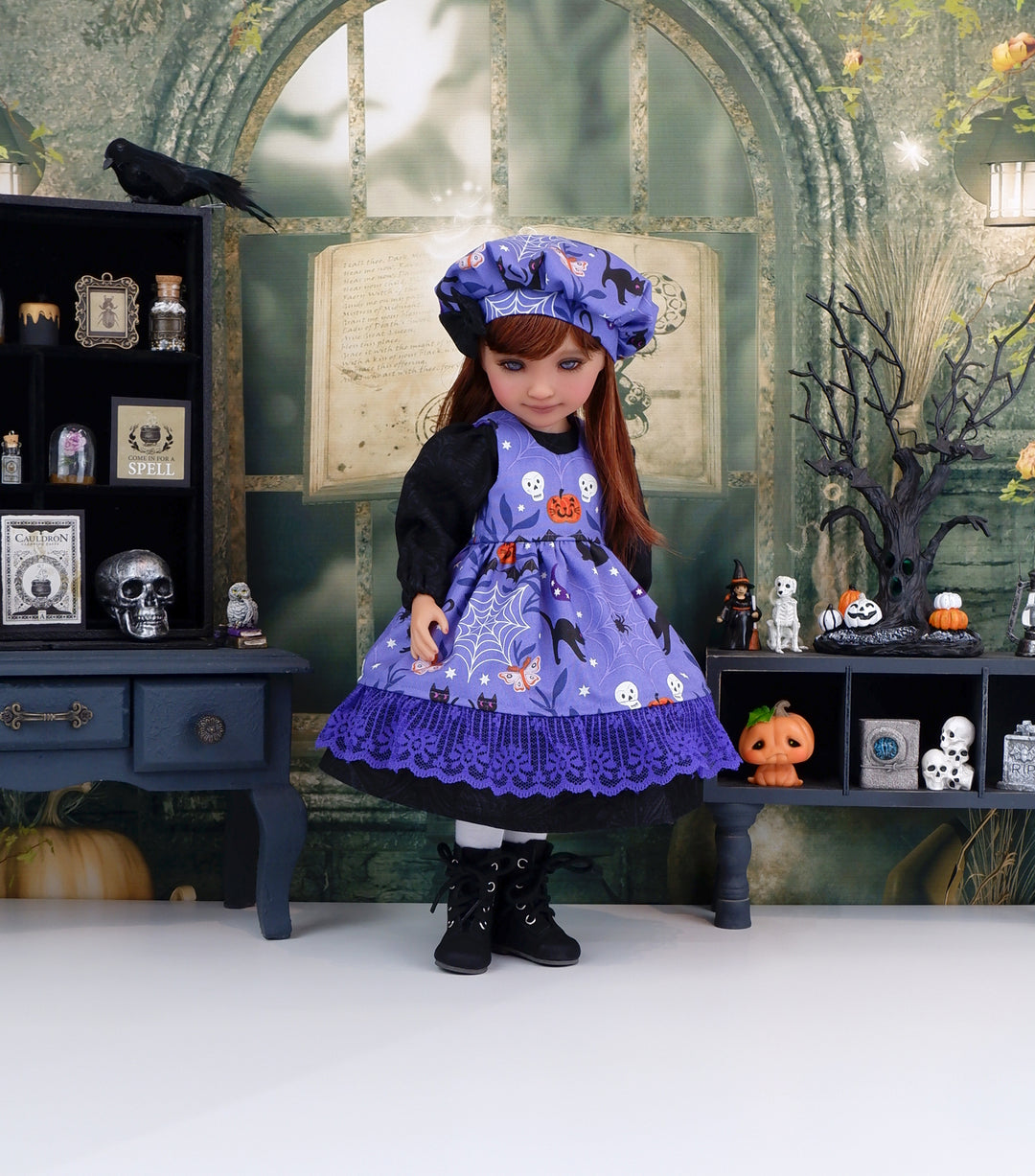 Hocus Pocus - dress & pinafore with boots for Ruby Red Fashion Friends doll
