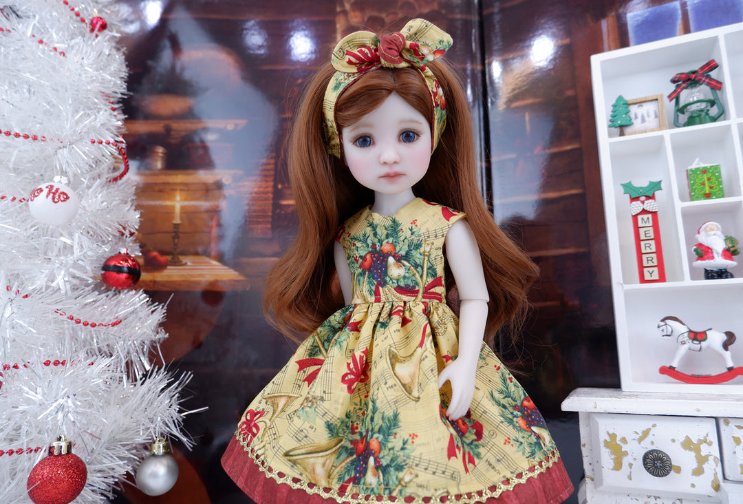 Holiday French Horns - dress with shoes for Ruby Red Fashion Friends doll