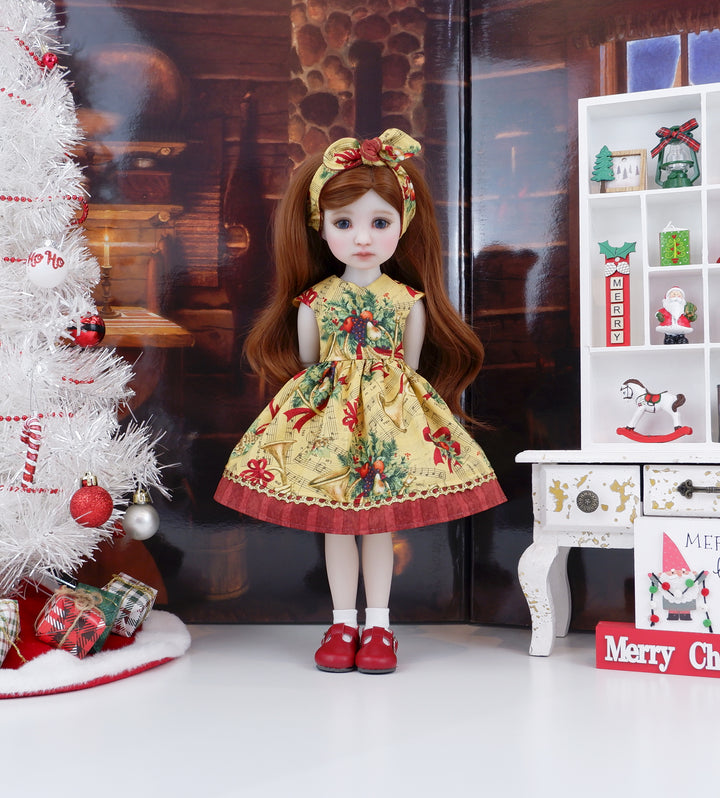 Holiday French Horns - dress with shoes for Ruby Red Fashion Friends doll