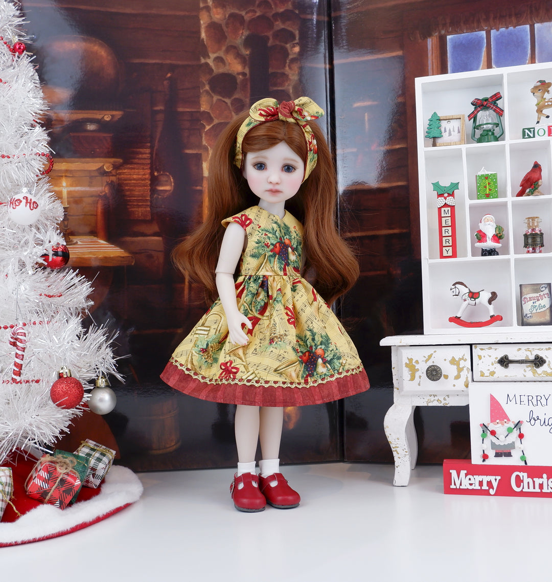 Holiday French Horns - dress with shoes for Ruby Red Fashion Friends doll