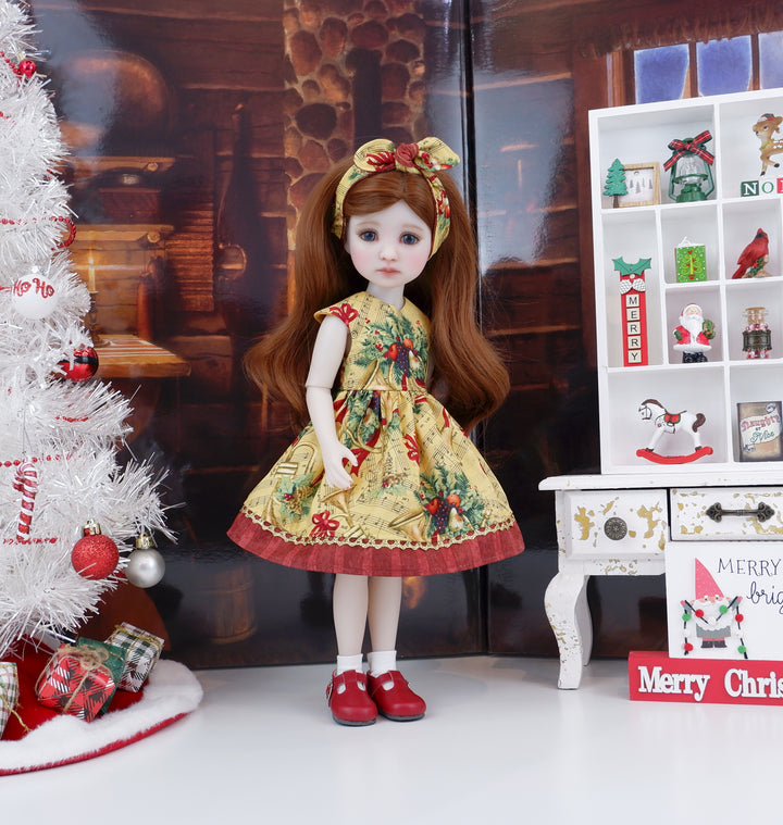 Holiday French Horns - dress with shoes for Ruby Red Fashion Friends doll