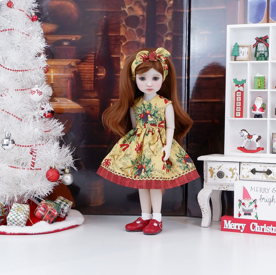 Holiday French Horns - dress with shoes for Ruby Red Fashion Friends doll