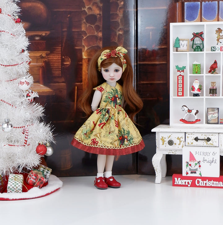 Holiday French Horns - dress with shoes for Ruby Red Fashion Friends doll