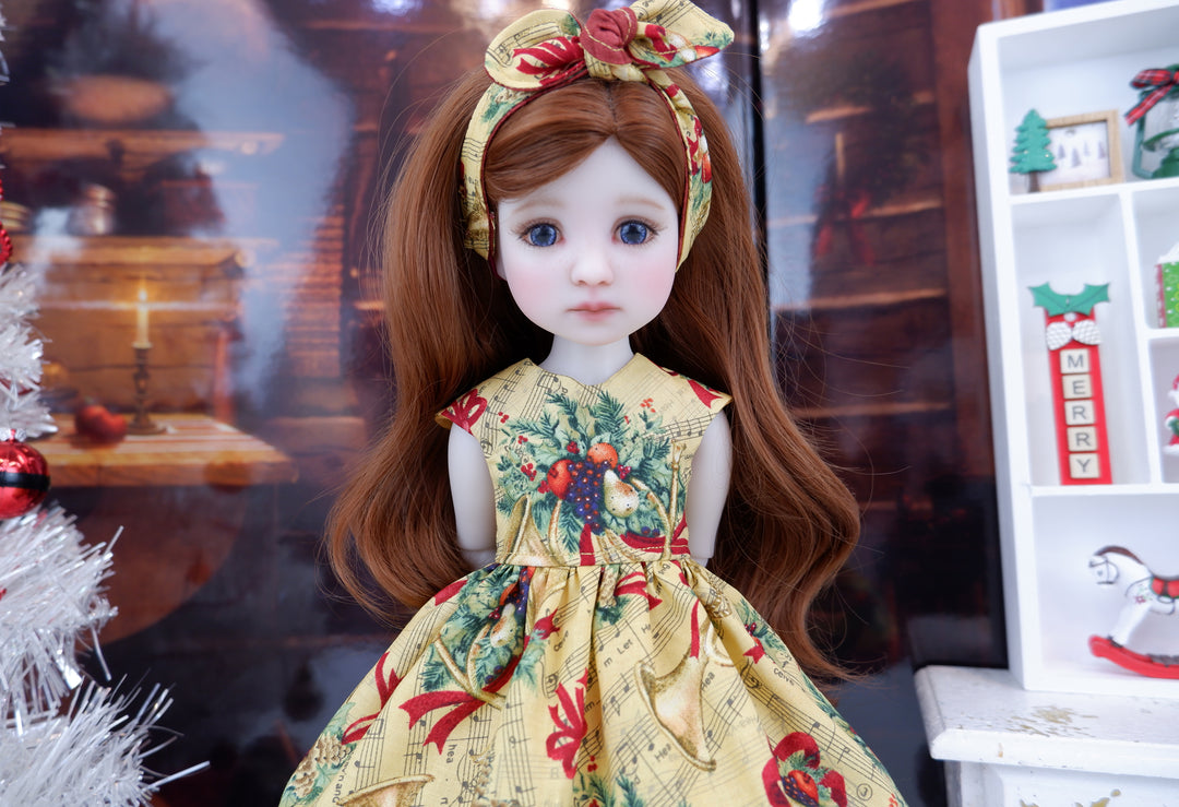 Holiday French Horns - dress with shoes for Ruby Red Fashion Friends doll