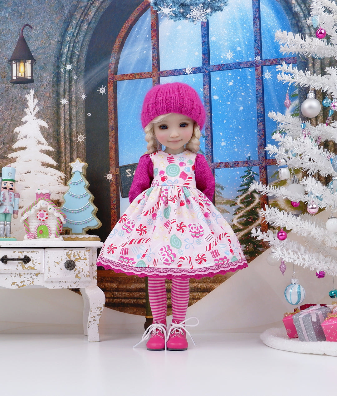 Holiday Gumdrops - dress ensemble with boots for Ruby Red Fashion Friends doll