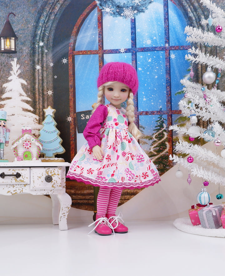 Holiday Gumdrops - dress ensemble with boots for Ruby Red Fashion Friends doll