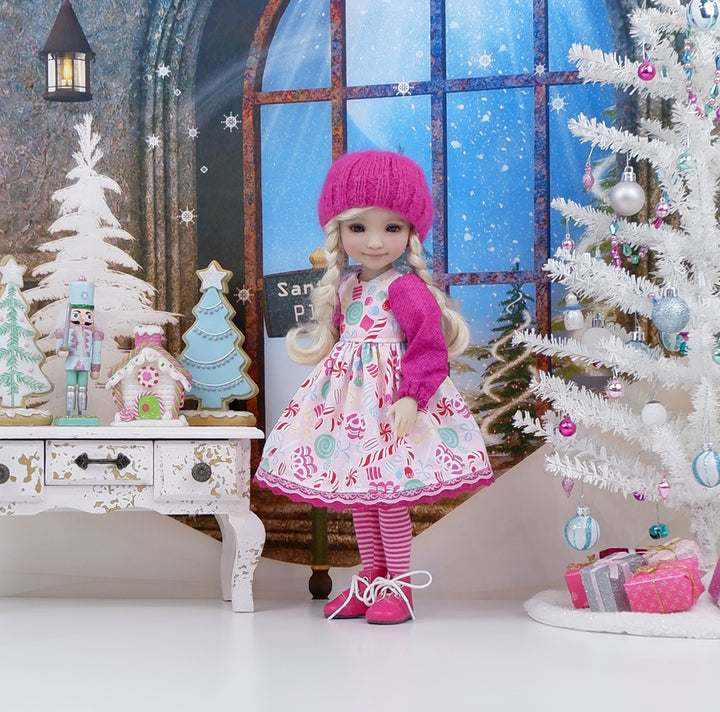 Holiday Gumdrops - dress ensemble with boots for Ruby Red Fashion Friends doll