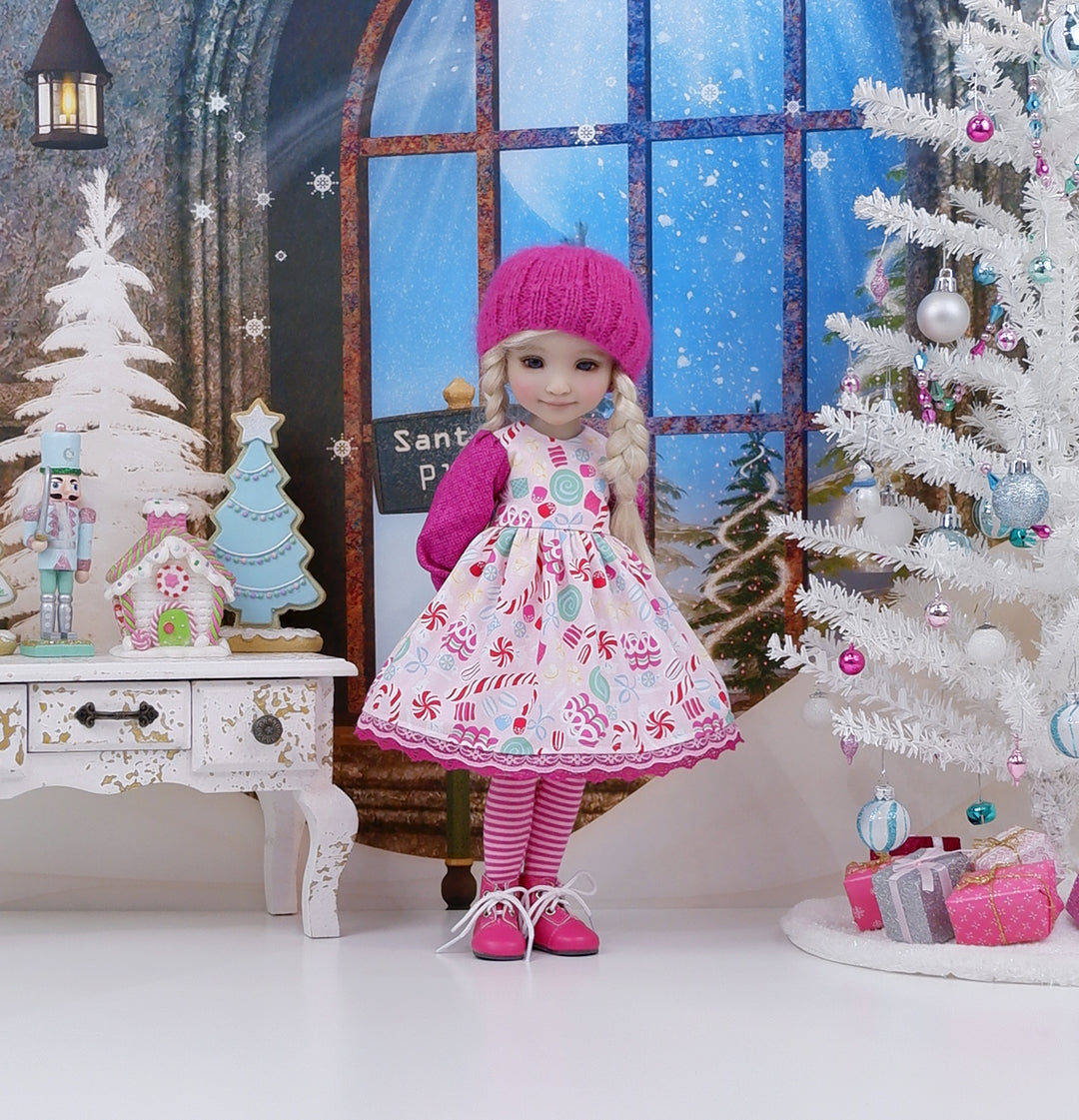 Holiday Gumdrops - dress ensemble with boots for Ruby Red Fashion Friends doll