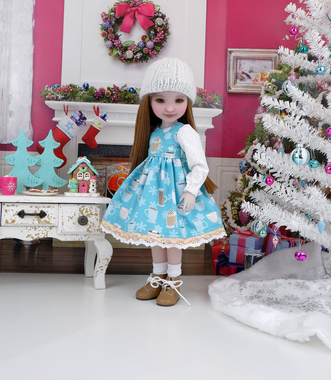 Holiday Hazelnut - dress ensemble with boots for Ruby Red Fashion Friends doll