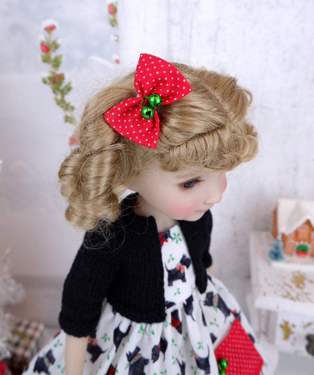 Holiday Scotties - dress with sweater & shoes for Ruby Red Fashion Friends doll