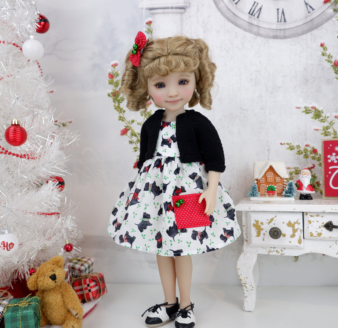 Holiday Scotties - dress with sweater & shoes for Ruby Red Fashion Friends doll