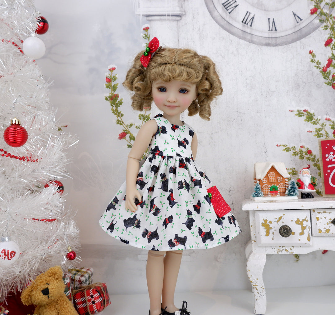 Holiday Scotties - dress with sweater & shoes for Ruby Red Fashion Friends doll