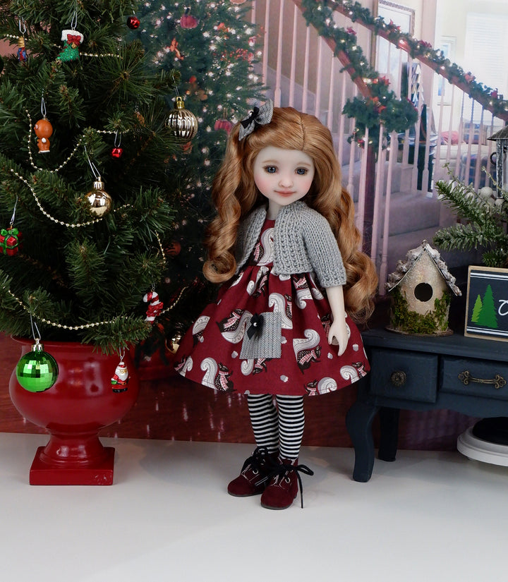 Holiday Squirrel - dress with sweater & boots for Ruby Red Fashion Friends doll