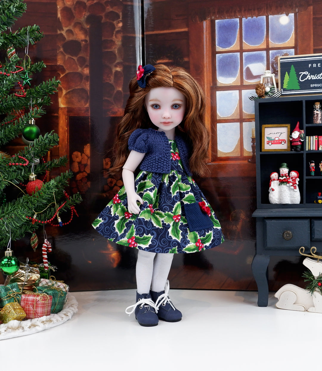 Holly Swirls - dress with sweater &amp; boots for Ruby Red Fashion Friends doll