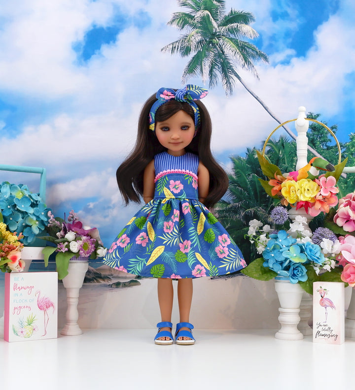 Honolulu Hibiscus - dress and sandals for Ruby Red Fashion Friends doll