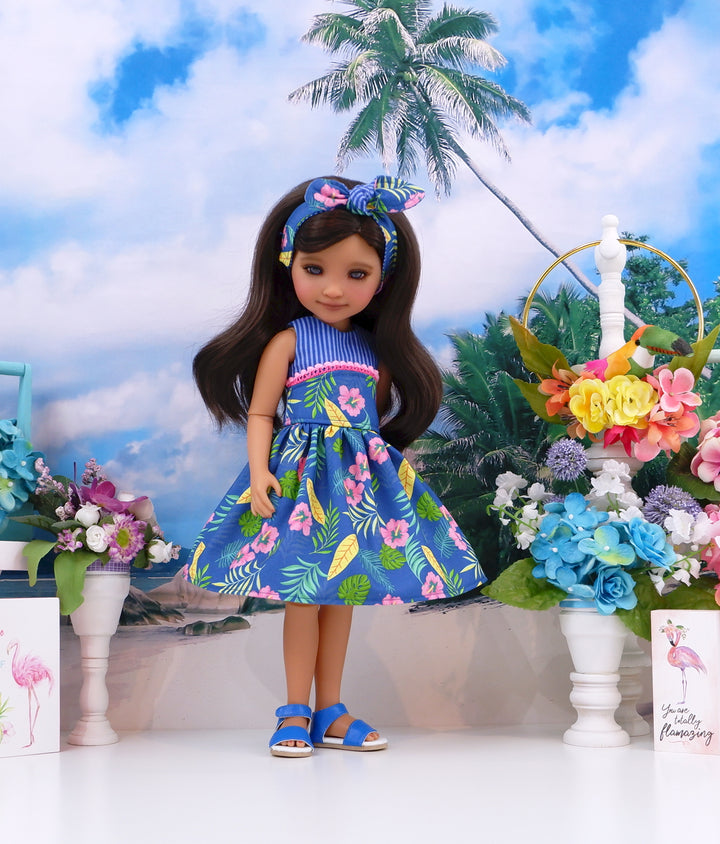 Honolulu Hibiscus - dress and sandals for Ruby Red Fashion Friends doll