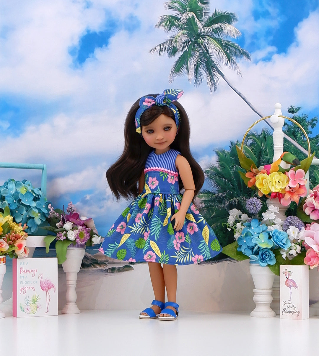 Honolulu Hibiscus - dress and sandals for Ruby Red Fashion Friends doll