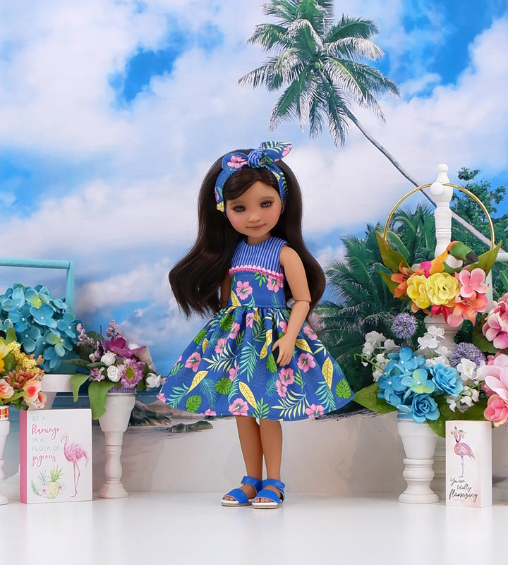 Honolulu Hibiscus - dress and sandals for Ruby Red Fashion Friends doll