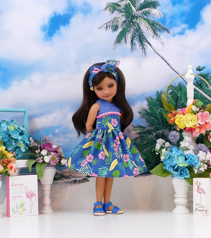 Honolulu Hibiscus - dress and sandals for Ruby Red Fashion Friends doll