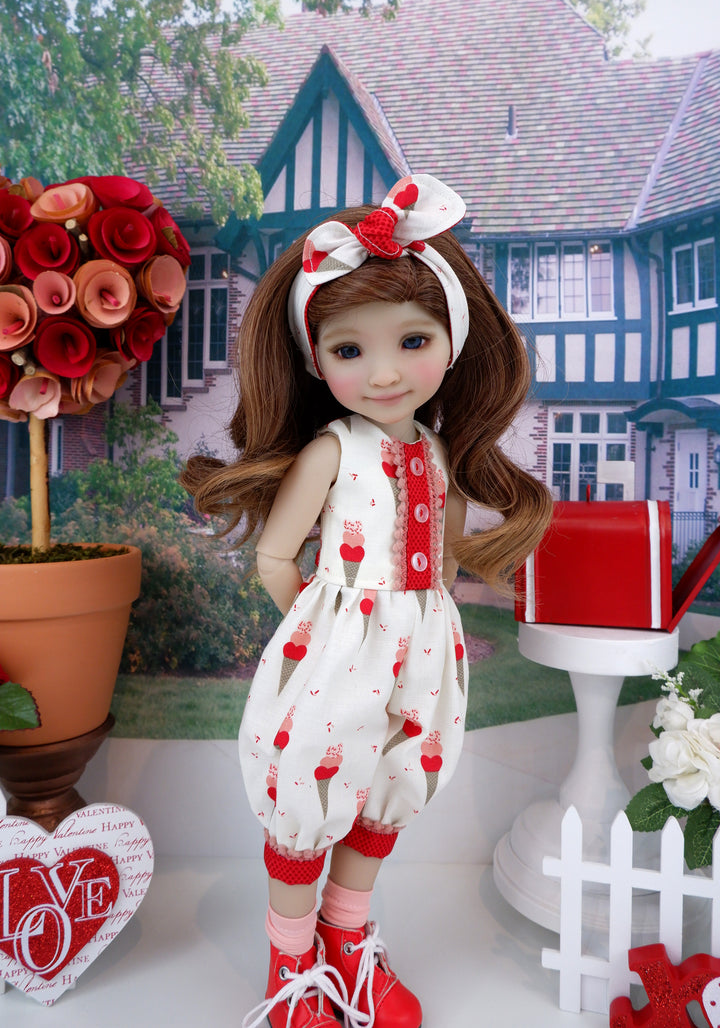 I Love Ice Cream - romper with boots for Ruby Red Fashion Friends doll