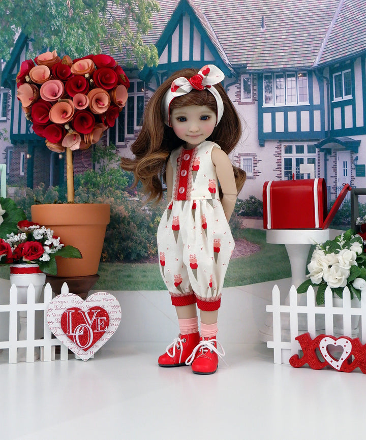 I Love Ice Cream - romper with boots for Ruby Red Fashion Friends doll