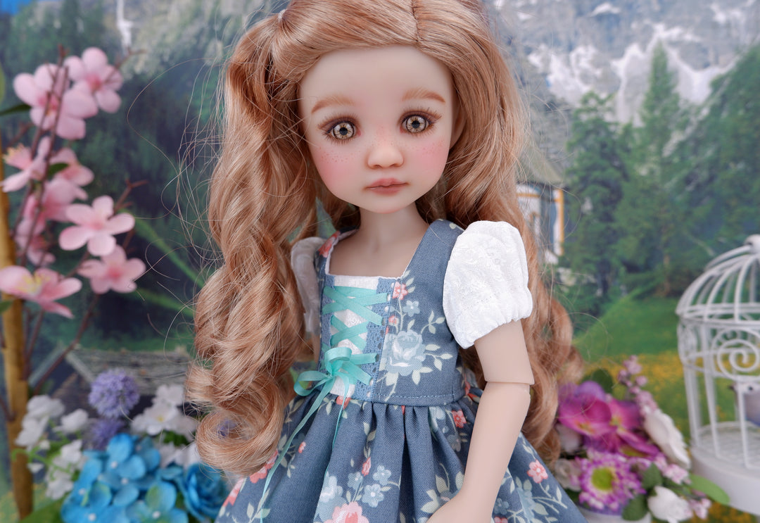 Innsbruck Rose - dirndl dress ensemble with boots for Ruby Red Fashion Friends doll