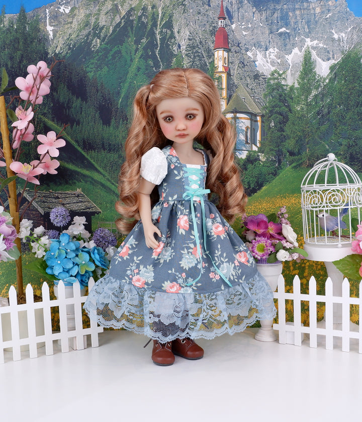 Innsbruck Rose - dirndl dress ensemble with boots for Ruby Red Fashion Friends doll